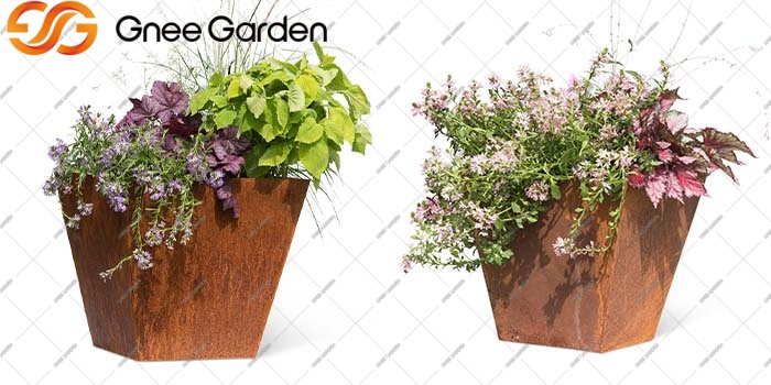 Corten steel outdoor metal planter boxes
