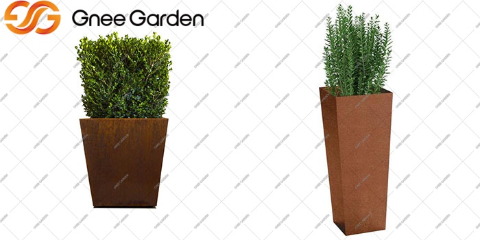 Corten steel metal planter boxes