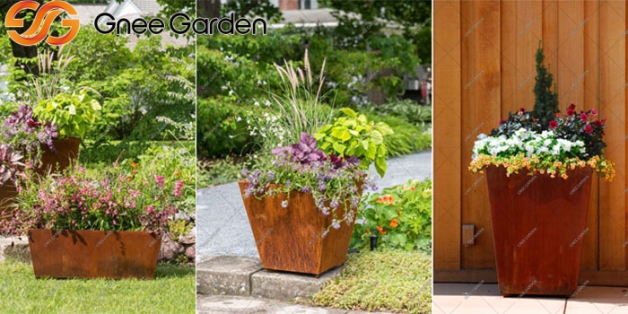 Corten steel custom metal planter boxes