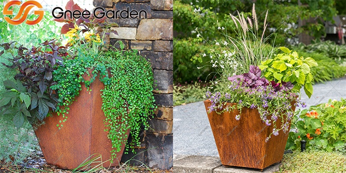Corten steel metal garden boxes