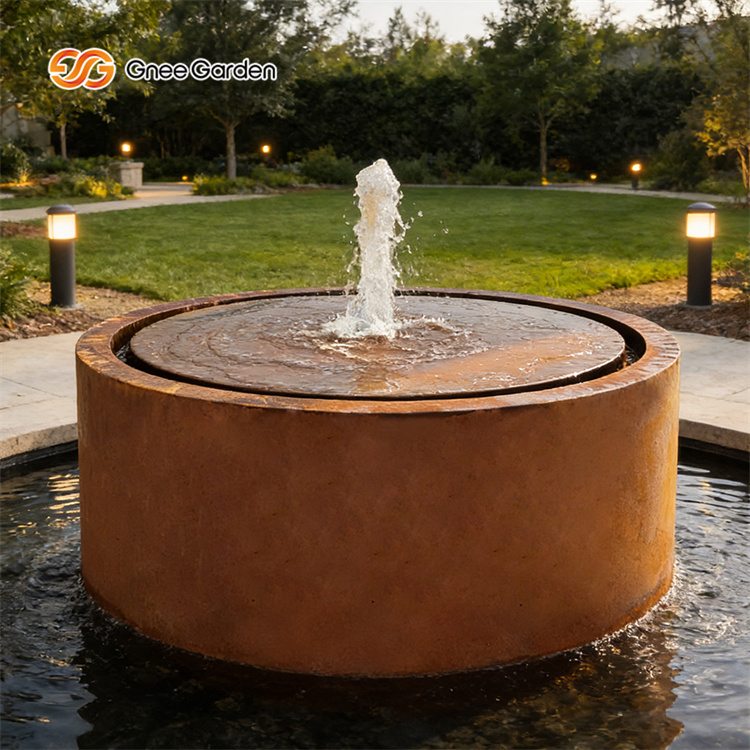 Garden Corten Steel Round Water Table