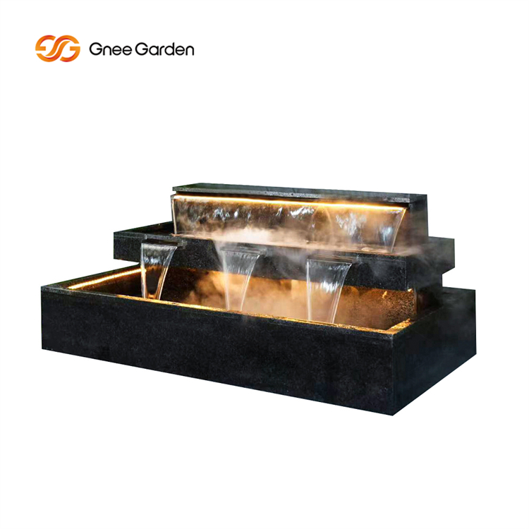 Three-tiered Outdoor Metal Fountain with Lights