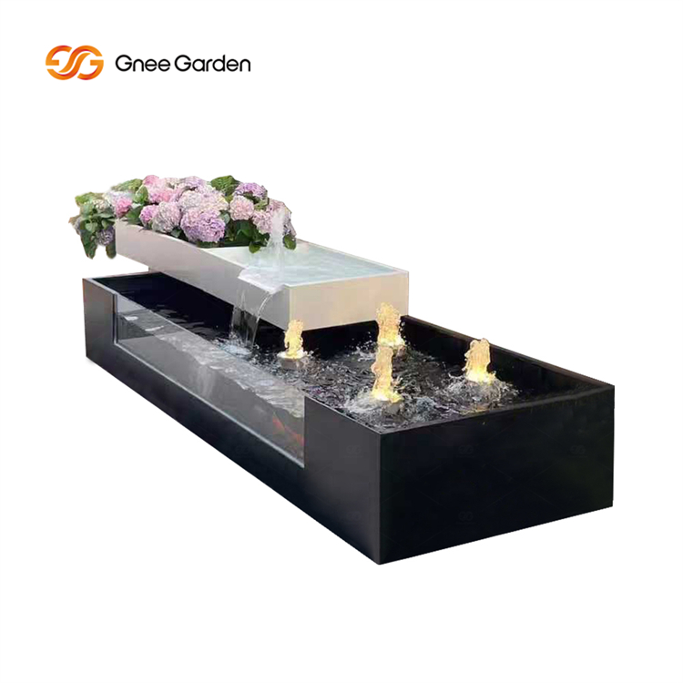 Double-layered Outdoor Metal Fountains with Planter